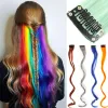 Colored hairpiece Clip in Hair Extensions Heat-Resistant Synthetic straight Hairpieces for Women Multi-Colors Party Highlights 12 LL