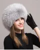 Basker äkta verkliga naturliga tjockt päls hatt cap kvinnor mode varm vinterhuvudbonad femal