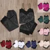 여자 열 속옷 9 컬러 여성 새틴 레이스 메쉬 잉글웨어 홈웨어 잠옷 잠옷 세트 여성 섹시한 의상 3pcs/set