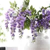 Fiori decorativi Glicine artificiale Fiore di pisello finto Autunno Viola Flores Foglia Decorazione per la casa di nozze