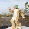 Costumi mascotte Husky Costume da bambino pieno di pelliccia per adolescenti Gambe piegate Drago Fursuit beige