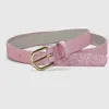 Belts Fashion Women's Thin Belt Laser Silver Gold Pink PU Ladies Sequined Shiny Pin Buckle Small Waistband