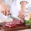 Coltello da chef in damasco da 1 pezzo da 6 pollici, acciaio inossidabile ad alto tenore di carbonio, affilato come un rasoio, coltello da cucina, coltello da sushi per carne forgiato a mano professionale