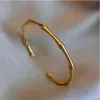 Cuff MEYRROYU Stainless Steel Gold Color Bamboo Joint Bangles Trend Bracelet For Women Men Romantic Party Gift Fashion Jewelry 231116