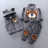 Macacões Outono Inverno Bebê Meninos Roupas Define Grosso Lã Dos Desenhos Animados Urso Jaqueta Colete Calças 3 Pcs Algodão Esporte Terno Para Meninas Roupas Quentes 231117