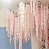 装飾的な花100cm人工蘭の弦の結婚式の装飾花暗号化されたウィステリアシルクフォール装飾