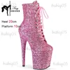 Boots Sequined Cloth High Heels Ankle Boots Model Walking Women Shoes 20CM Platform Round Toe Short Boots Pole Dance Stripper Shoes T231117