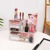 Lagringslådor Makeup Organiser Transparent Multi Layer Cosmetics Box för Vanity Desktop Nagellack smycken Lådan Behållare