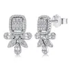 Flower Lab Diamond Dangle Earring 100% prawdziwy 925 Srebrny srebrny kolczyki dla kobiet dla kobiet Bridal Promise Prezent biżuterii