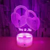 Luzes noturnas Nighdn 3D Lâmpada Ilusão Luz Decoração Romântica do Dia dos Namorados Romântica Presente de aniversário para namorada esposa