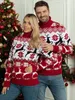 Family Matching Outfits Christmas Couples Matching Sweaters Women Men Unisex Warm Thicken Jumpers Turtleneck Jacquard Xmas Clothes Family Look Outfits 231117