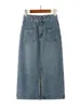 Skirts REALEFT Pockets Women's Midi Denim Skirt Front Side Split High Wasit Jeans Skirts Straight Female Pencil Skirt Summer 230417