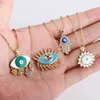 Halskette mit Zirkon-Schmuck im türkischen Stil, trendiger Kupfer-CZ-Stein, Emaille, Hamsa-Hand, böser Blick, Halskette für Frauen, Collier Femme, Modeschmuck