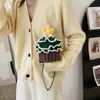 Bolsa Crossbody Mini Arregada de Natal Manada de malha de malha Cupcake Bolo de árvore de Natal Autumn Novo Crochet Knitting Saco de lã Fashion Casual fofo pequeno bolsa de balde