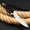 High Quality K Outdoor Survival Straight Knife 440C Satin Blade Full Tang Paracord Handle Fixed Blade Knives with ABS Sheath