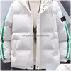 Vestes pour hommes Mode Manteau rembourré en coton Hommes Nouveau Simple Japonais Frais Trois Rayures Épaisses Veste À Capuche Amoureux Casual Colla Debout Dhbki