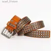 Belts Heavy Metal Cowboy Punk Belt Genuine Leather Hip Hop Belts For Men Cross Rivet Jeans belt male Str Ceinture HommeL231117