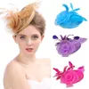 Kopfschmuck Hochzeit Cocktail Tea Party Kopfbedeckung Frauen Blumen Haarspange Elegant Fascinators Caps Mesh Flower Feather Cap Year Fashion