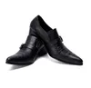 Python hud män spänne remskor för män mode party bröllop kontor loafers äkta läder oxford spetsiga tå skor