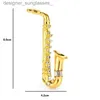 Pins broszki Wuli Baby 2-kolorowe broszki saksofonowe dla kobiet Unise Rhinestone Instruments Music R Casual Broothes prezentsl231117