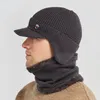 BeanieSkull Caps Chapeau d'hiver avec écharpe Ensemble Skullies Bonnets pour hommes tricotés femmes masque épaissir cagoule oreillette laine Bonnet mâle cou Tube 231117