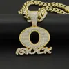 Hänghalsband Hip Hop Big Crystal Letter Q -halsband med Iced Out Bling 13mm bredd Miami Cuban Chain Fashion Charm smycken Dro253i