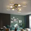 Taklampor Modern lampa LED -ljuskronans belysning för vardagsrum sovrum guldram aluminium droppe inomhus fixtur