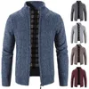 Men's Sweaters Winter Autumn New Sweater Knit Cable Cardigan Men Business Casual Jacket Zipper Up Solid Color Turn-down Coat Fleece Clothes J231116