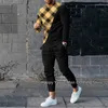 MEN MAWN TRACHSUITS PLAID 3D PRINT STING SHALE SPORTWAER JOGGER OUTFIT SUIT MAWN ALGES