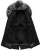 Manteau coupe-vent en fourrure pour hommes, avec chapeau, énorme col en fourrure chaud, mi-long, épais, mode jeunesse décontractée, hiver 2099