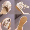 Sandalias para niños, zapatos de cuero con diamantes para niños, zapatos de baile de fiesta para niñas con lazo de verano, zapatos de princesa brillantes antideslizantes de fondo suave para bebés