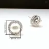 Pendientes de tuerca simples y clásicos de imitación de perlas de diamantes de imitación para mujer, joyería Vintage elegante de Metal para boda