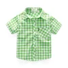 Camicie per bambini Stile Neonati maschi Camicia in cotone Plaid a righe Casual Camicie per bambini Manica corta Bambini Vestiti per bambini Per l'estate 230417