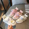 Athletic Outdoor 2023 New Girls' Sports Shoes Star Cute Edition Lace Children's Fashion Casual Sports Shoes Unique Breathable Solid PU 231117