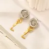 Or et argent couleur correspondant Designer Lettre Oreille Boucles D'oreilles Marque Designer Marque Ronde Géométrie Lettres Cristal Strass Cerceau Boucle D'oreille Bijoux De Fête De Mariage