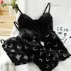 Women's Tanks Camis Black Velour Crop Top Women Y2k Top Sequins Camisole Velvet Tanks Sexy Club Polka Dot Butterfly Crescent Pattern V-neck Tops T230417