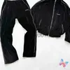 Tracki męskie 23 NOWOŚĆ Zima Askyurself Jurtki Czarny aksamit haftowe litera splicowane swobodne bluzy sportowe Zestaw High Street zamek błyskawiczny J231117