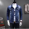 Erkek Ceketler Erkek Denim Streç Mavi Ceket 2023 İlkbahar ve Sonbahar Moda Günlük İşlemeli Kot Homme E277