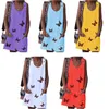 Casual Dresses Womens Plus Size Summer Sleeveless Loose Tank Dress Buttons Strap Fjäril