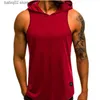 Débardeurs homme Gymnases hommes vêtements musculation débardeur à capuche pour hommes été gilet sans manches blouson à capuche Fitness homme hauts MY075 T230417