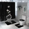 Aesthetic Lotus Shower Curtain Floor Mat 4 Pieces Set Bathroom Mat Toilet Cover Creative Bathroom Curtain Waterproof Partition12673