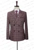 Ternos masculinos Men's Wedding Plaid Burgundy Blazers Jaqueta 2 PCs Conjunto 2023 Slim Fit Business Tuxedo Dress Classic Casat formal Coat
