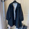 Damesgeulcoats 2023 dames jas lente herfst vintage long windbreaker solid ritsjic chic eenvoudige vrouwelijke tops los casual