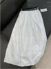 Skirts Women's Skirt 2023 Summer All-match Elastic Waist Button Decoration Mid-length White