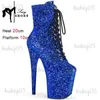 Boots Sequined Cloth High Heels Ankle Boots Model Walking Women Shoes 20CM Platform Round Toe Short Boots Pole Dance Stripper Shoes T231117