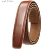 Belts High Quality 3.0-3.1cm Width No Holes Cowhide Leather Belt Without Automatic Buckle Luxury Brand Mens Ratchet Belts Black BrownL231117