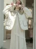 Женские пуховые парки, винтажная женская хлопковая стеганая куртка с воротником Питера Пэна, Лолита, утепленная зимняя парка, пальто, японский литературный женский топ с панелями 231116