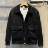 Herrjackor Herr Corduroy Jacket Korean Fashion Casual Jacket Spring and Autumn Street Fashion Men Coat Smart Stand Collar Coats 230417