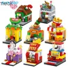 Blocks Mini Street Shops Blocks Bloco Fruta Fries French Shop Shop Shop Candy House Gaming Room Store Building Bricks Toys infantis Presentes