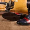 Berluti Men's Classic Monk Leather Shoes, ручная работа и ручная роспись в двойной цвете формально для бизнеса